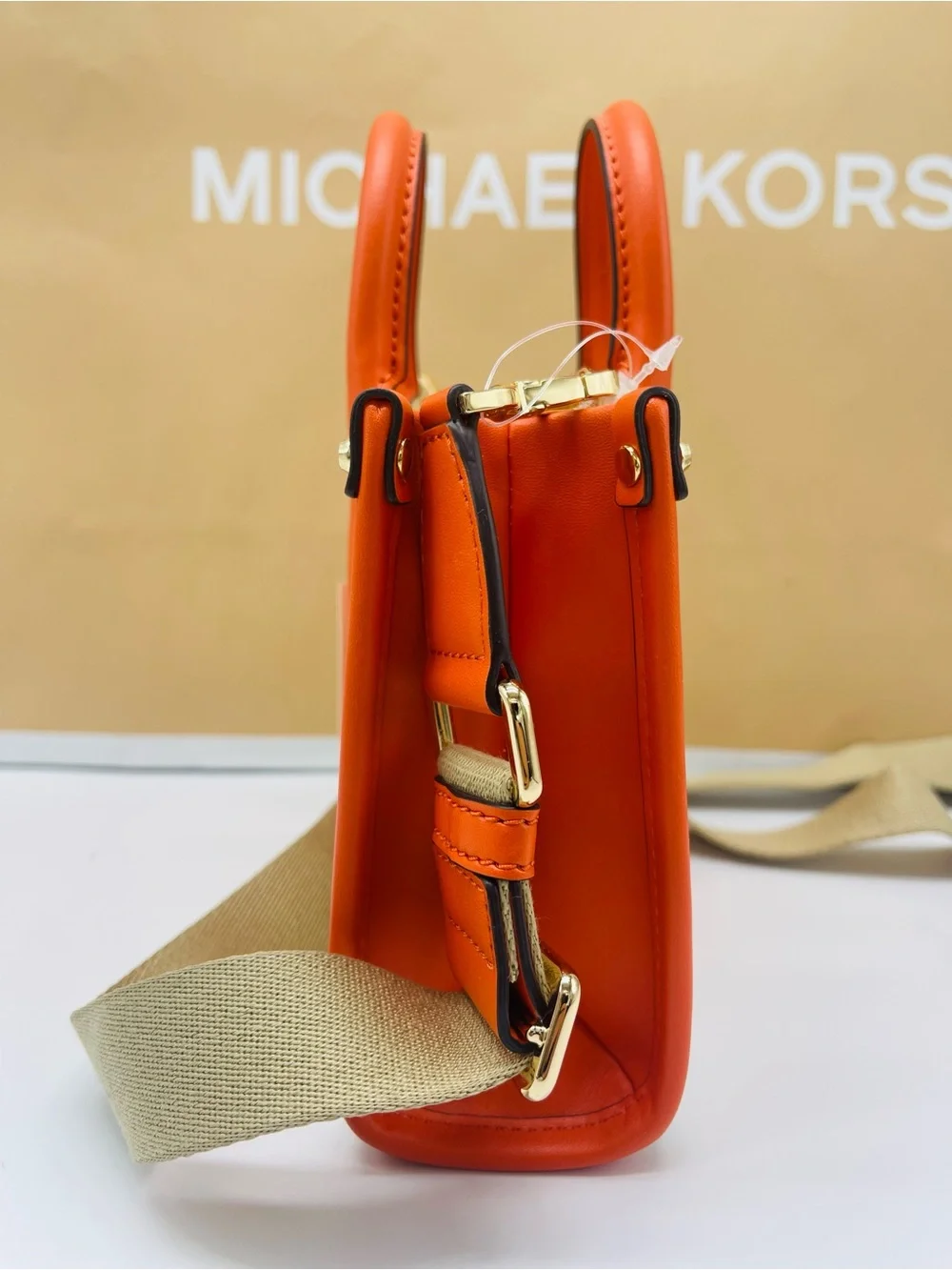 Michael Kors Mirella Extra-Sm Ombré Logo Crossbody XBODY Shopper Bag Poppy  NWT